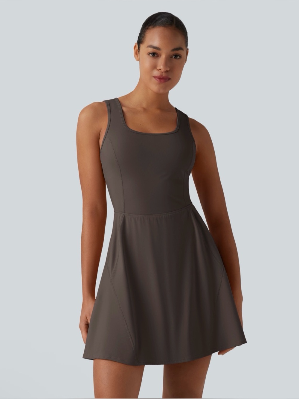 Halara SoftlyZero Airy 2-in-1 Mini Dance Dress S Chocolate Martini NWT